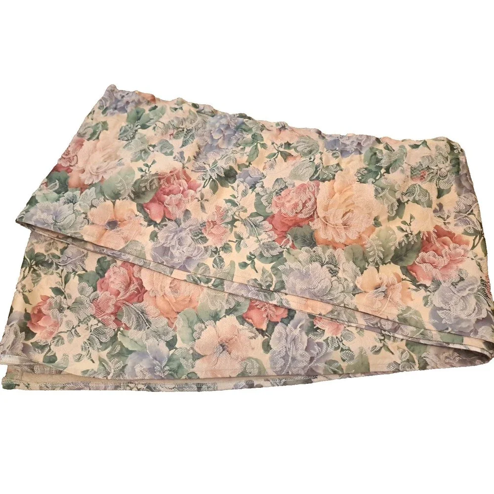 Extra Long Valance Peach Damask Roses Purple Pink Cottage Country Boho 228x12